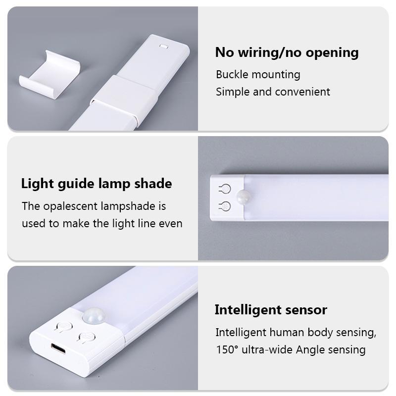 【SummerVibes】Under Cabinet Lighting 1/2/4 Pack Closet Light Motion Sensor Indoor Dimming USB Rechargeable LED Stick on Lights for Bedroom Kitchen Stair 16inch