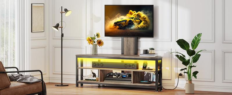 DWVO TV Stands for Living Room, 65 inch TV Stand with Mount and Power Outlet, Entertainment Center with Storage, Led TV Stand for 55/60/65/70 inch TV, TV Console Cabinet for Living Room