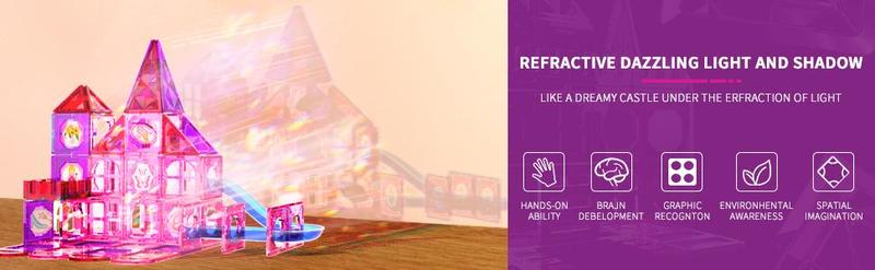 STEM Magnetic Building Tiles Set with Car Educational Construction Toy Gift for Christmas Birthday or New Year Magnet Play Creative Girl Gift Halloween