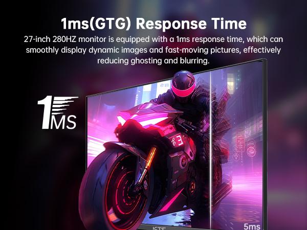 KTC 27'' FHD DP@280Hz Gaming Monitor, FHD 1920*1080P HDMI@240Hz PC Computer Monitor, Fast VA Panel, 1ms GTG, Adaptive-Sync, HDR10 Support, 4000:1 contrast ratio, 126% sRGB, HDMI and Displayport Inputs, H27E22P