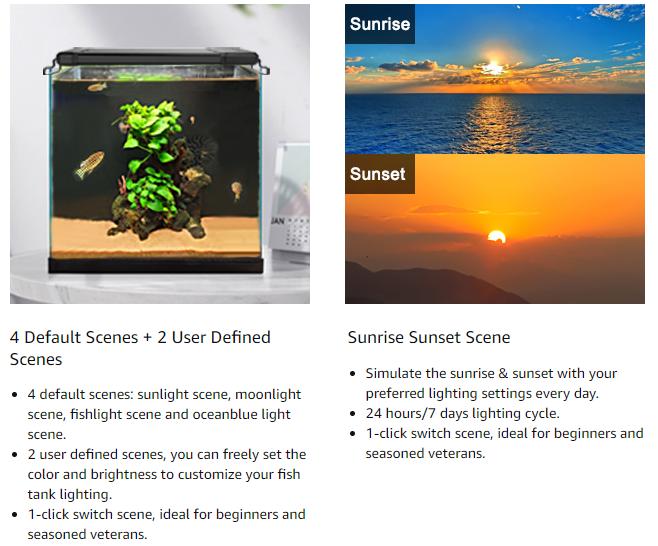 hygger Smart Aquarium Light, Bluetooth LED Light with App Control, Full Spectrum Fish Tank Light with 24/7 Lighting Cycle, 5 Modes, Adjustable Timer, for Freshwater Planted Tank