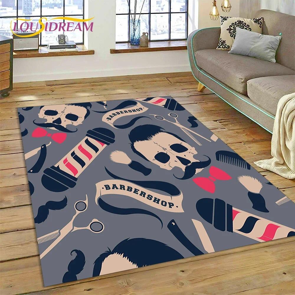 Vintage Barbershop Portrait Flannel Area Rug - Retro Hairstyle Salon Print Soft Mat for Barber Shop & Home, Non-Slip Man Cave Decor#BarbershopRug #VintagePortraitMat #RetroSalonDecor #ManCapeCarpet #NonSlipFlannelRug