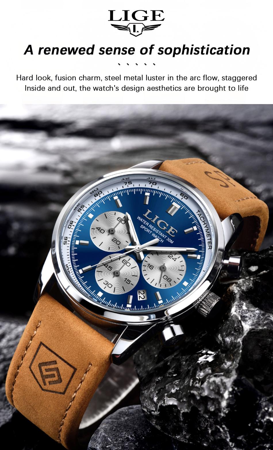 Sports waterproof watch Fashion quartz watch Panda eye men's watch