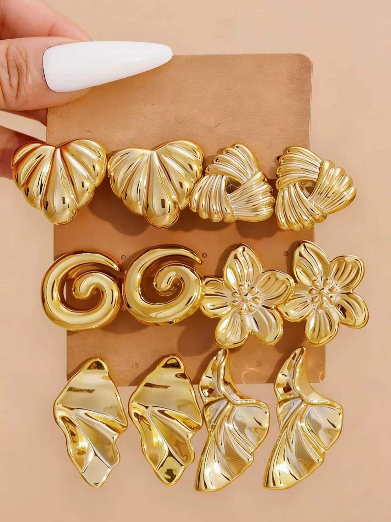 Fashion Earrings Set, Geometric Leaf Earrings, Flower Earrings, Water Drop Earrings, Elegant for All Seasons