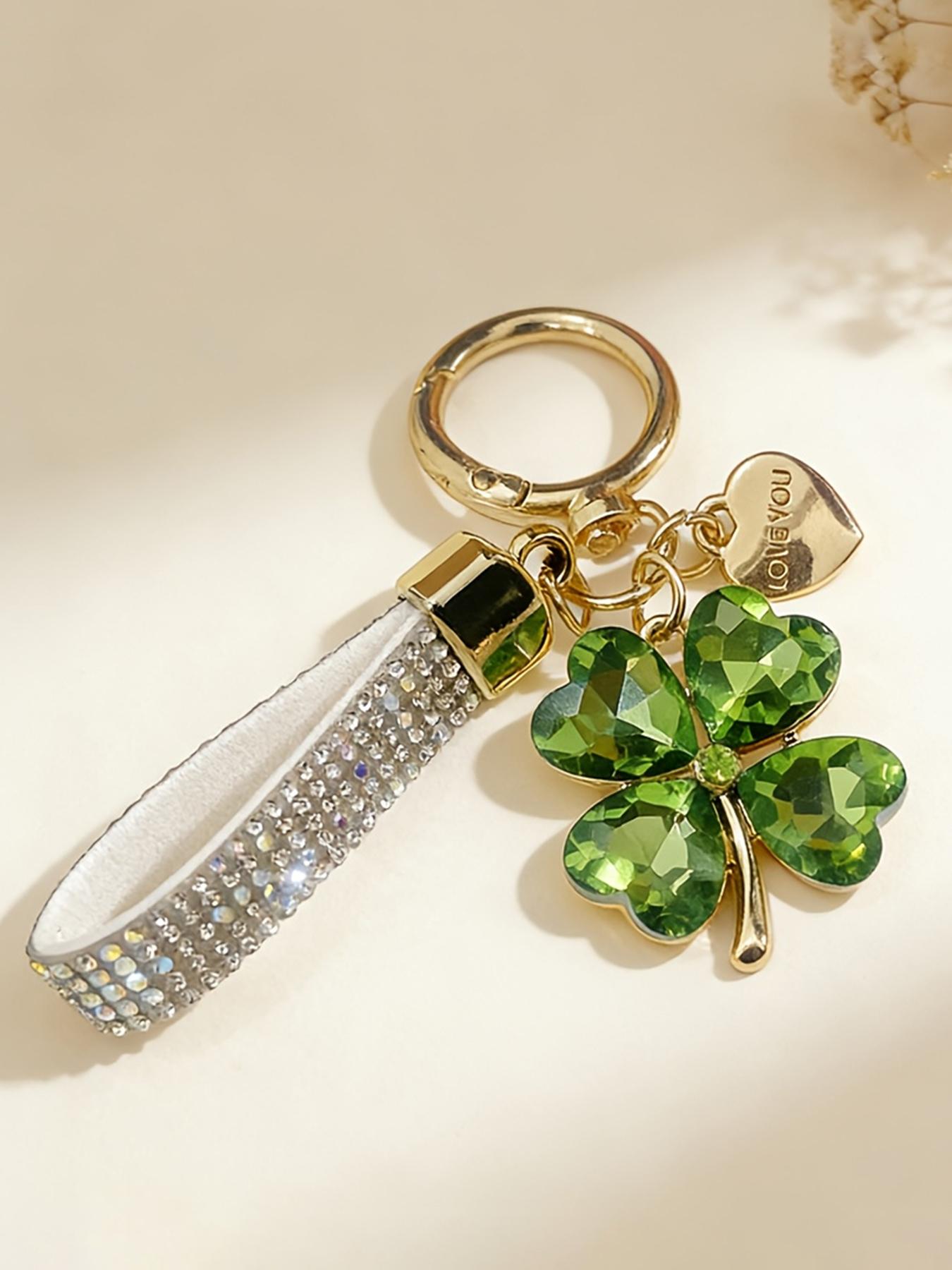 Heart-Shaped Love You Keychain, Four-Leaf Clover Lanyard, Lucky Flower Car Bag Pendant, Perfect Gift for Graduation, Valentine's Day, Mother's Day, Birthday