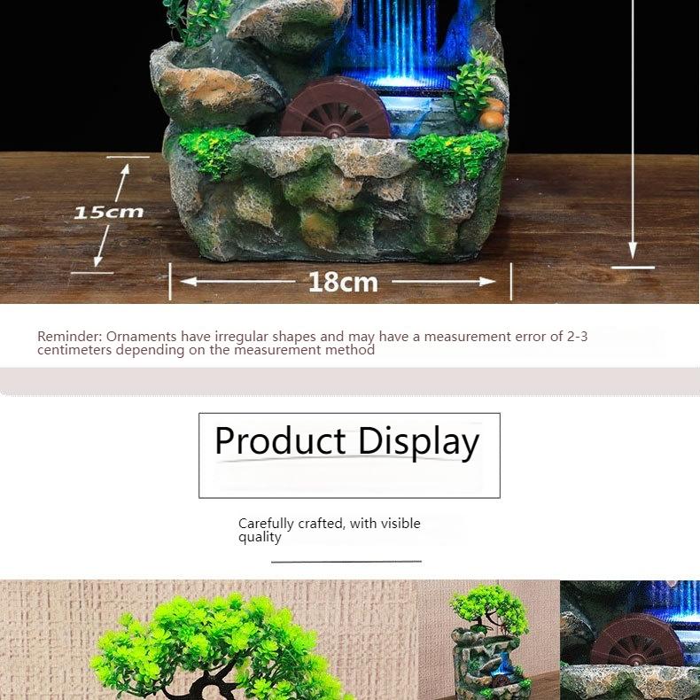 The Creative Cycle Water Flow Desk Ornament is a resin sculpture inspired by miniature natural landscapes, featuring an integrated small water pump to achieve a continuous water circulation flow