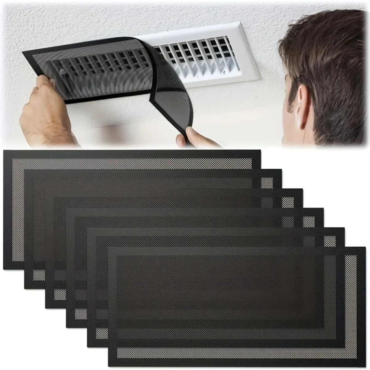 6 Pack Magnetic Vent Covers, 5.5 x 12 Inch Air Register Covers for HVAC Vents, Strong Magnetic Design, No Power Required, Easy Tool Free Installation, Reusable Air Vent Blockers for Heating and Cooling Systems, Air Purifiers, Home, Office and RV
