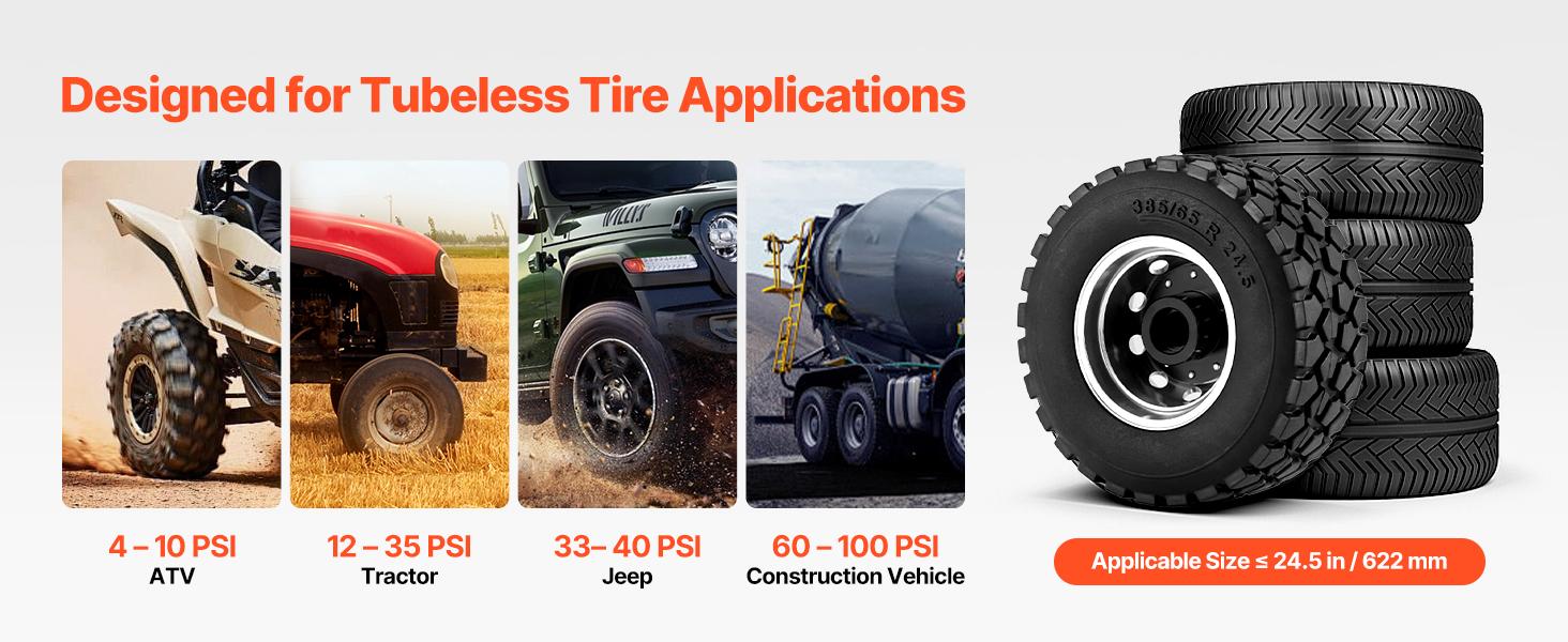 VEVOR Air Tire Bead Seater, 10 Gal/ 37.9 L, Heavy Duty Tire Bead Blaster Tool, 87-116 PSI Operating Pressure, Air Trigger Seating Inflator for ATV, Tractor, Pickup, Truck, Jeep, RV, UTV, Yellow