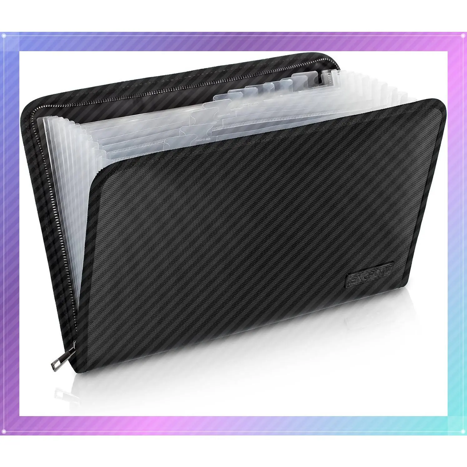 Fireproof 13-Pocket Expanding File Folder, Accordion Document Organizer Bag with Zipper & Labels, Portable Travel Safe Storage for Letter Size Important Files and Papers, BlackGift