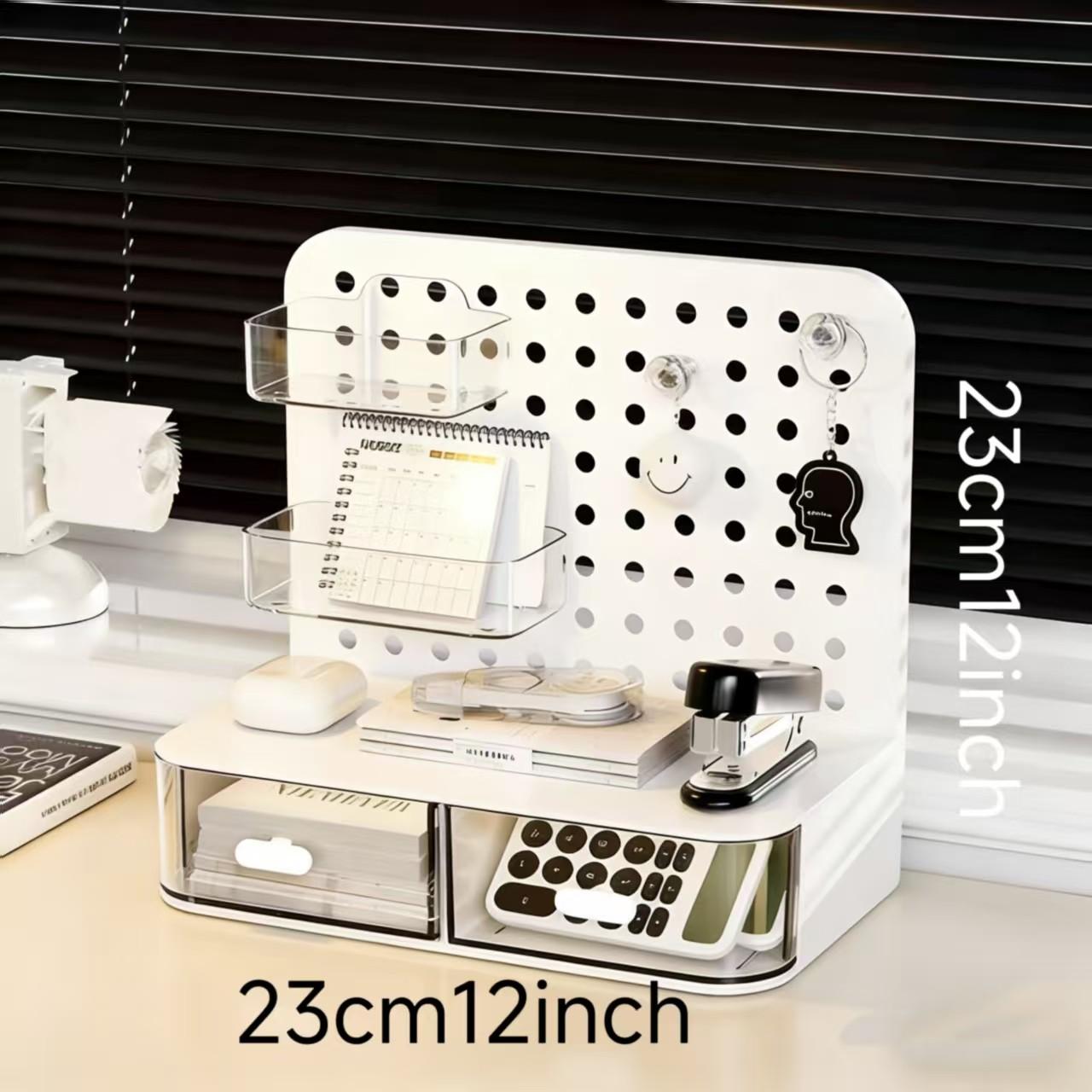 Multifunctional Three-In-One Desktop Organizer, Drawer-Style Storage Shelf, Office Desk Workspace, Wall-Mounted Design