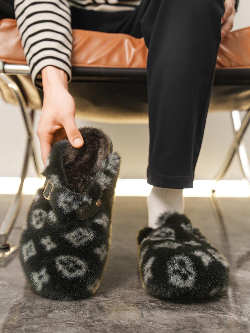 Women's Winter Warm Comfortable Luxury Long Plush, Anti-Slip Outdoor Shoes, Fashion Artificial Fur Casual Footwear, Warm House Slippers