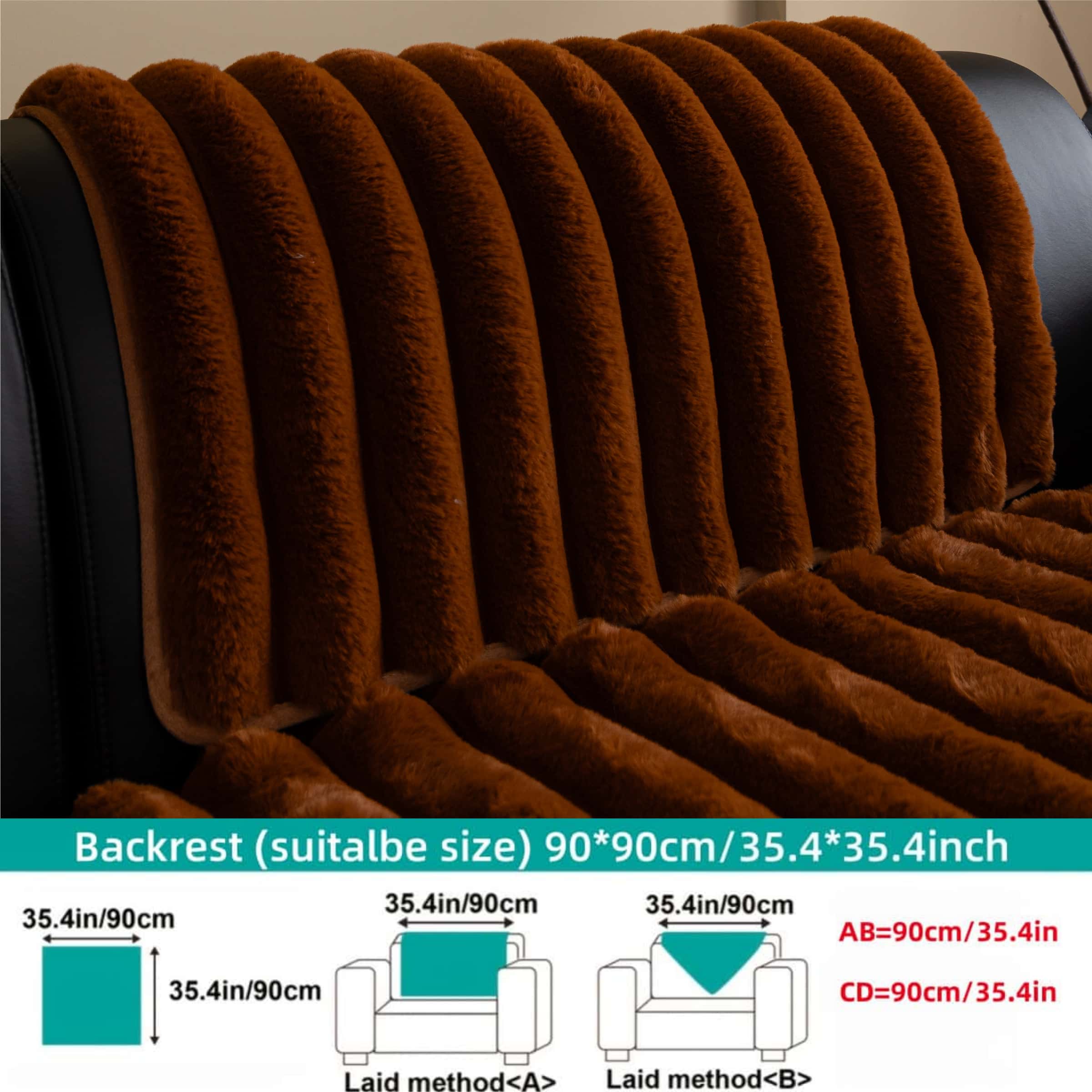 Solid-colour plush sofa couch, Pet-Friendly Extra Thick Sofa pad, Soft Fluffy Fur Couch Protector, Non-Slip Washable couch cover, Sofa Couch Covers, Anti-Scratch Furniture Throw Blanket for Living Room, 3-Seater, Multi-Color Available, Couch Slipcover