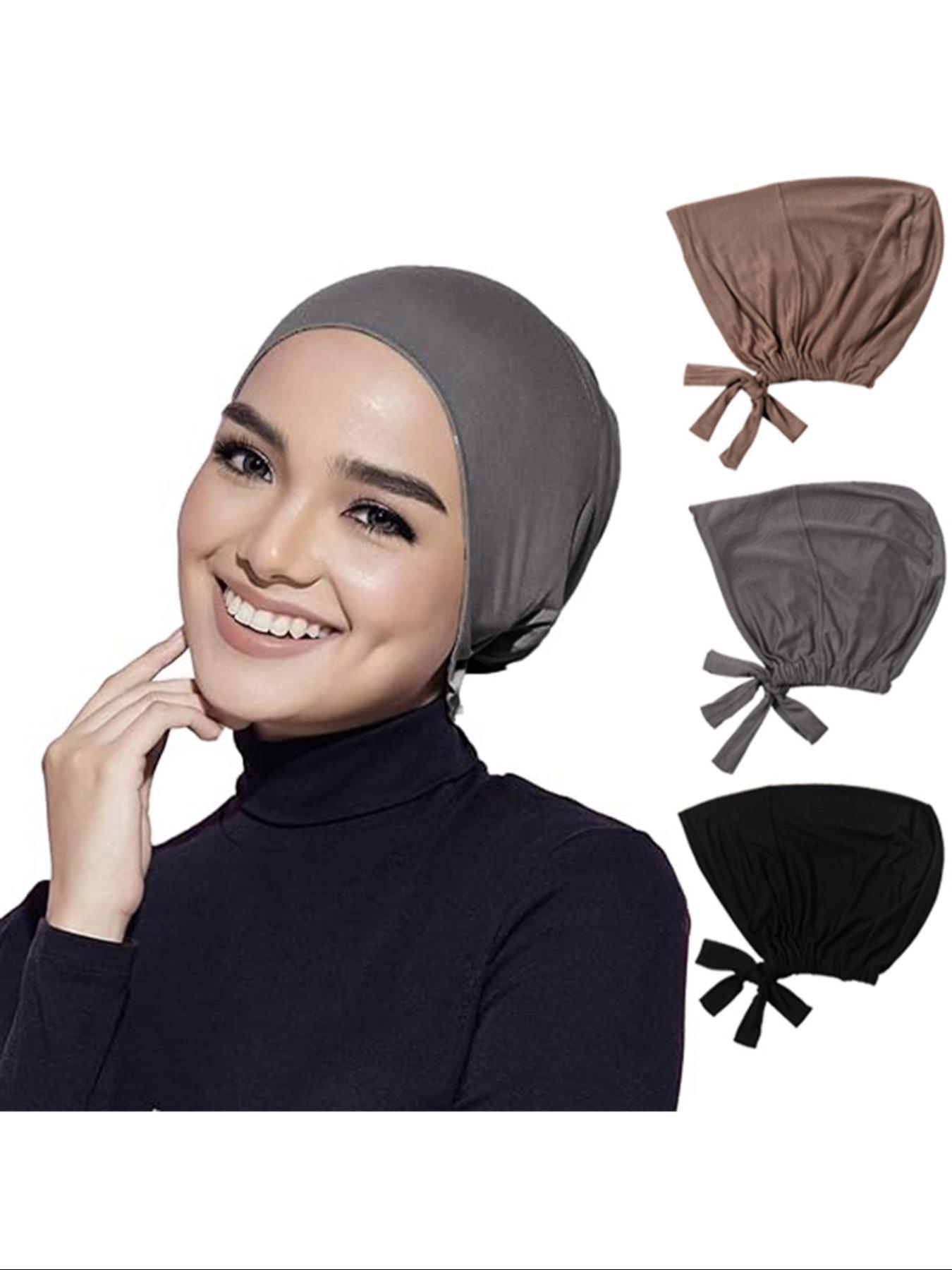 3pcs Satin Inner Caps for Hijab Wearers, Breathable Hair Care Accessories, Promote Scalp Health and Hair Growth, Jersey Hijabs for Various Occasions
