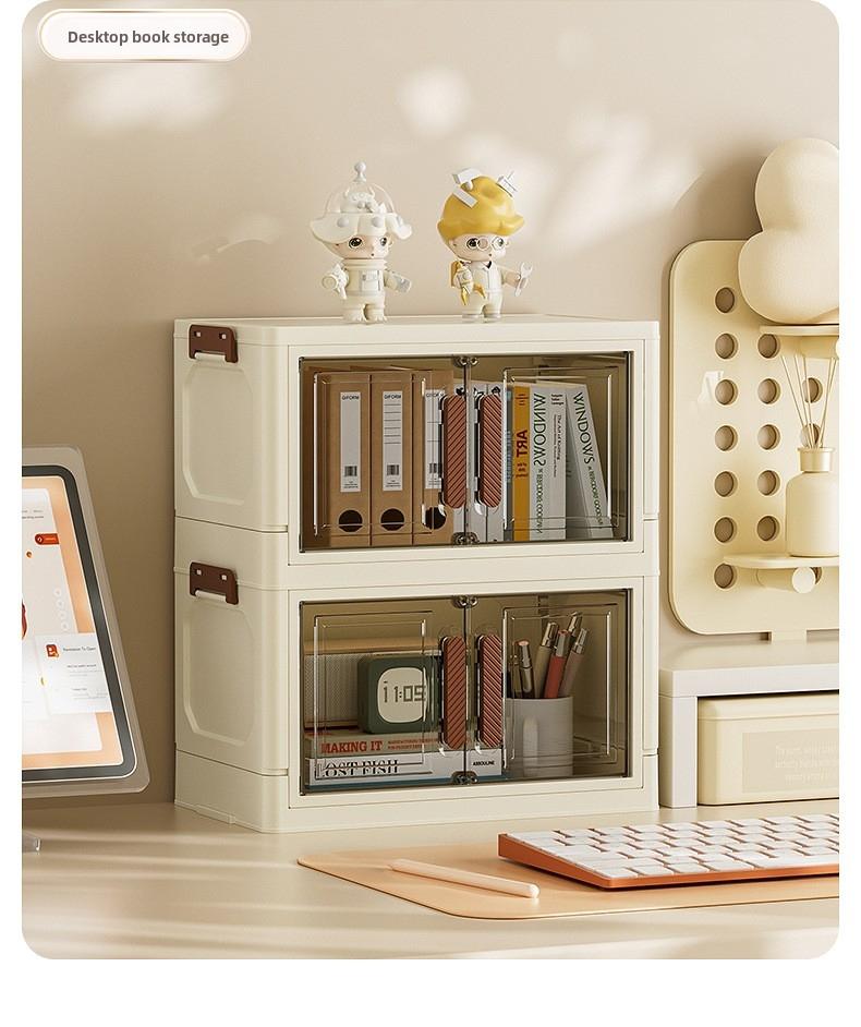 4/5/6 layer hot sale folding storage cabinet transparent black multi-layer with cabinet door locker toy snack finishing box bookshelf wardrobe Storage Drawer