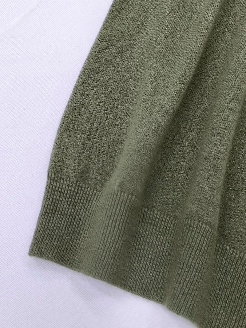 Women's Solid Color Crew Neck Short Sleeve Sweater, Casual Basic Knit Pullover for Spring & Fall, Fashion Women's Knitwear for Daily Wear, Womenswear Women's Solid Color Crew Neck Short Sleeve Sweater, Casual Basic Knit Pullover for Spring & Fall, Fashion Women's Knitwear for Daily Wear, Womenswear