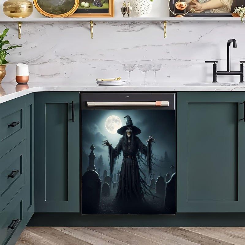 2Pc, 2D flat pattern stickers, ghost wizard pattern dishwasher decals are suitable for home dishwasher surfaces, washing machine surfaces, refrigerators, cabinets, room doors, bedrooms, kitchens, offices and other places