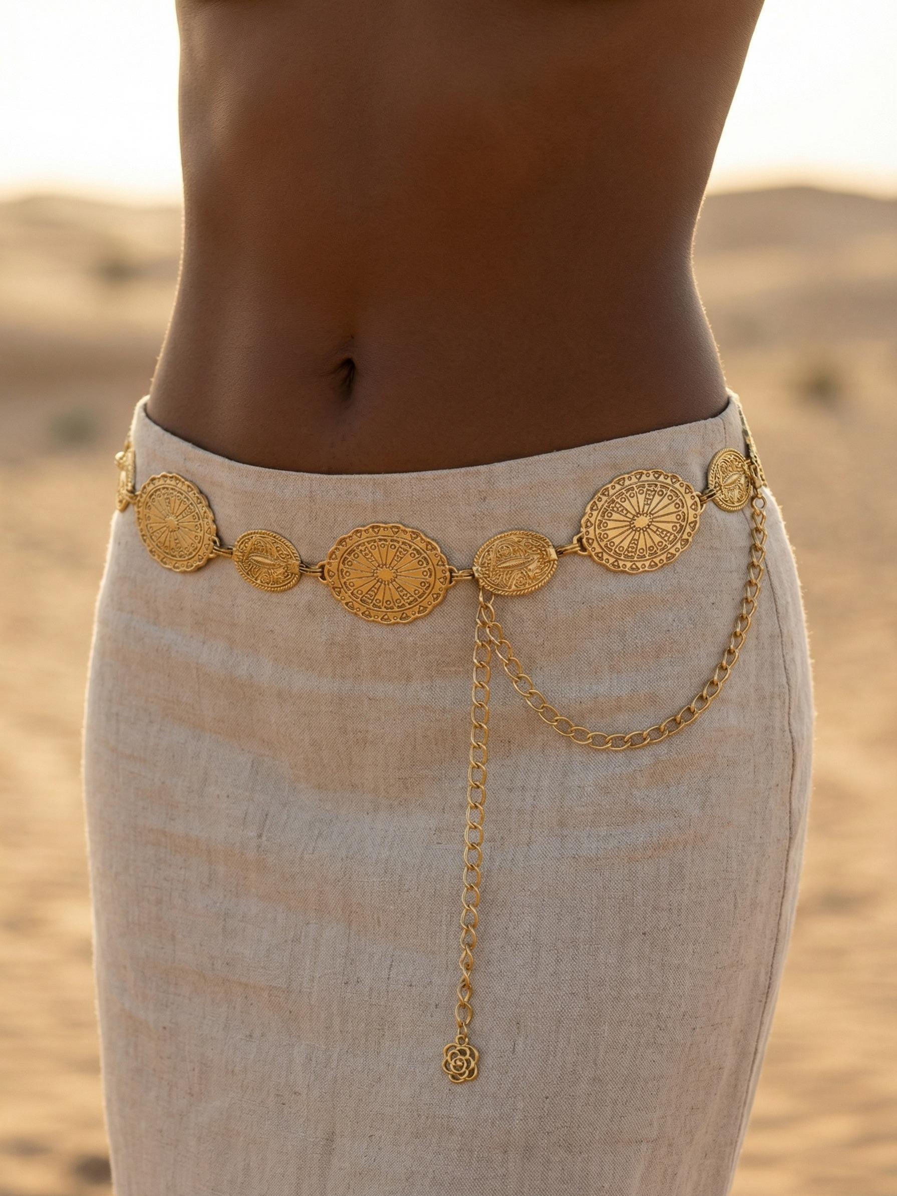 Vintage Weshimia Style Waist Chain, Fashion Metal Chain Belt, Summer & Campus Decoration, Stylish Accessory for Women