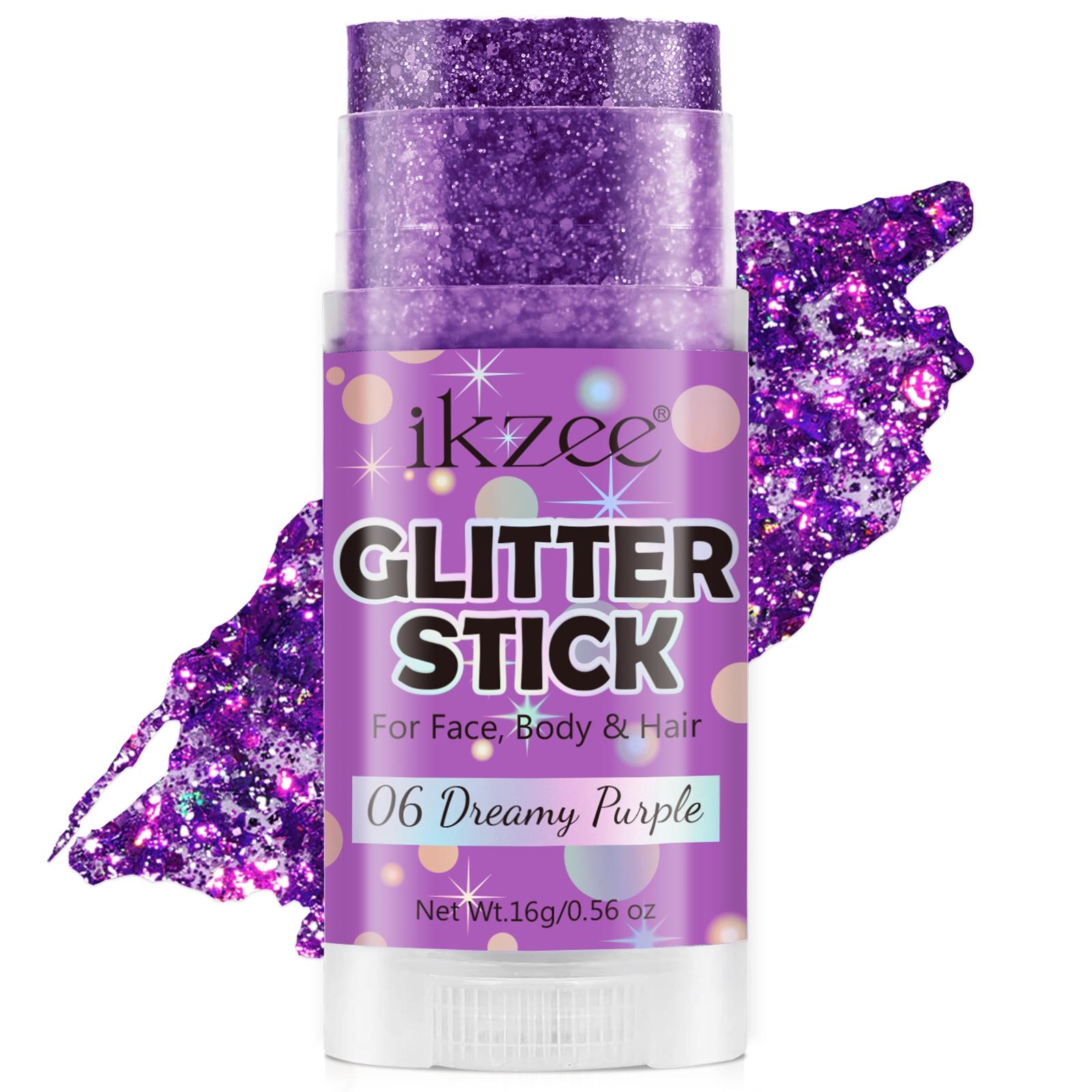 Ikzee Glitter Stick, Body Glitter Gel for Face and Hair, Shimmering Mermaid Glitter with Chameleon Effect and Large Particles, Glowing Body Glitter Cosmetic, Festival Party Makeup Accessory