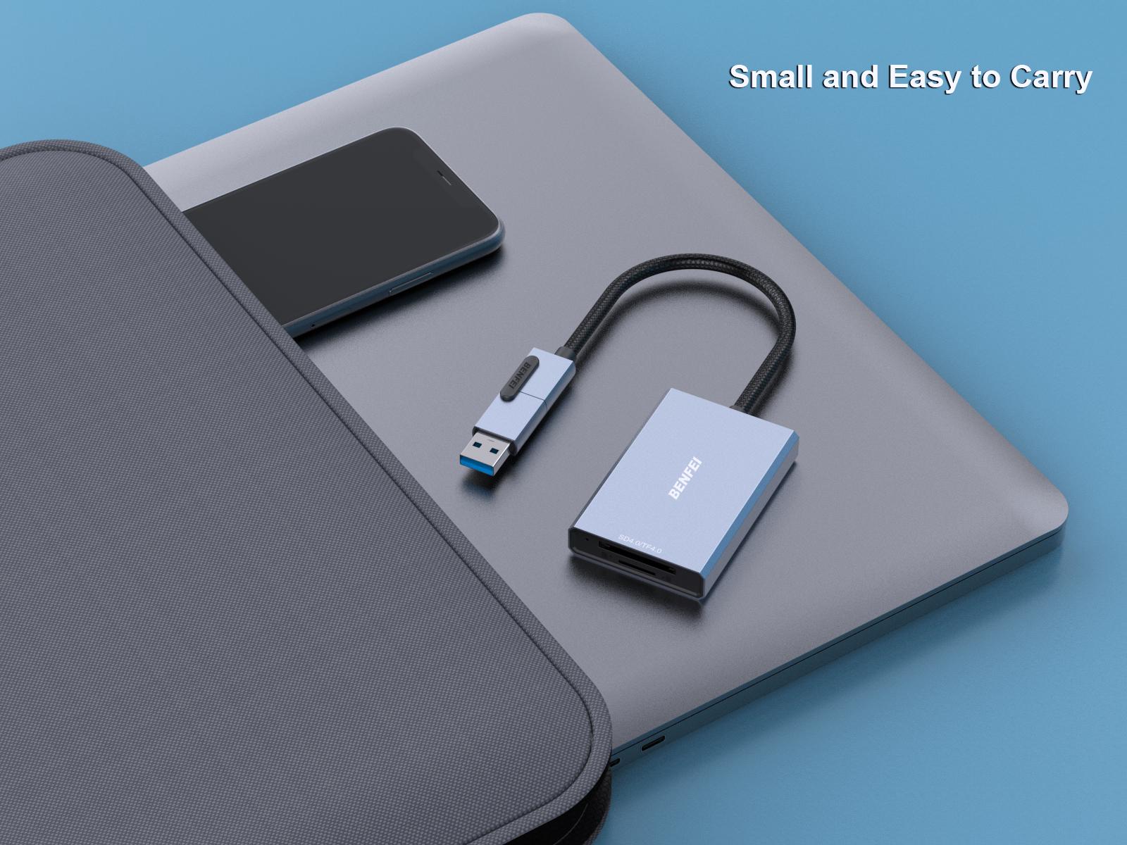 BENFEI SD 4.0 Card Reader, USB-C/USB-A 2-in-1 Memory Card Reader, for SDXC, SDHC, SD, MMC, RS-MMC, Micro SDXC, Micro SD, Micro SDHC Card, UHS-II, and UHS-I Cards BENFEI SD 4.0 Card Reader, USB-C/USB-A 2-in-1 Memory Card Reader, for SDXC, SDHC, SD, MMC, RS-MMC, Micro SDXC, Micro SD, Micro SDHC Card, UHS-II, and UHS-I Cards