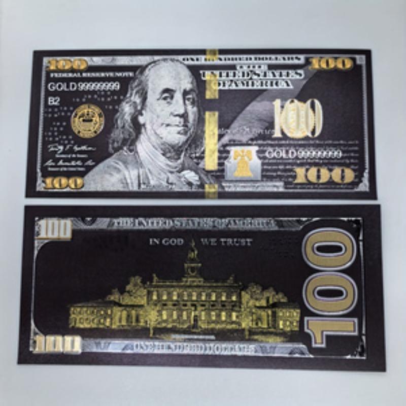 2pcs Golden Foil $100 Plastic Banknote, New Design, Ideal for Collectors & Decorative Use, High-Quality Material
