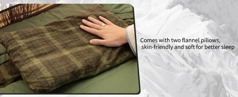 Naturehike 0 Degree XL Double Sleeping Bag with Pillows,2-Person Flannel Sleeping Bag for Couples & Families, All Seasons Camping, Hiking, Backpacking FathersDayGift