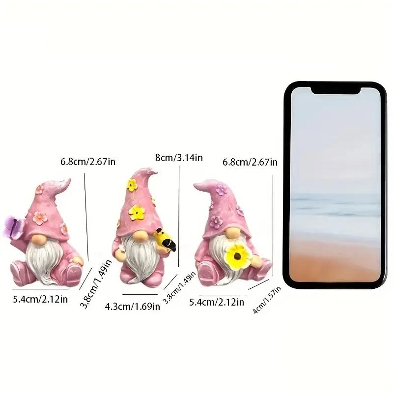 3-Piece Gnome Garden Decor Set, Unique Floral Ornaments, Perfect for Garden Beds, Patios & Paths, Enhance Outdoor Spaces, Home Decor Accessory