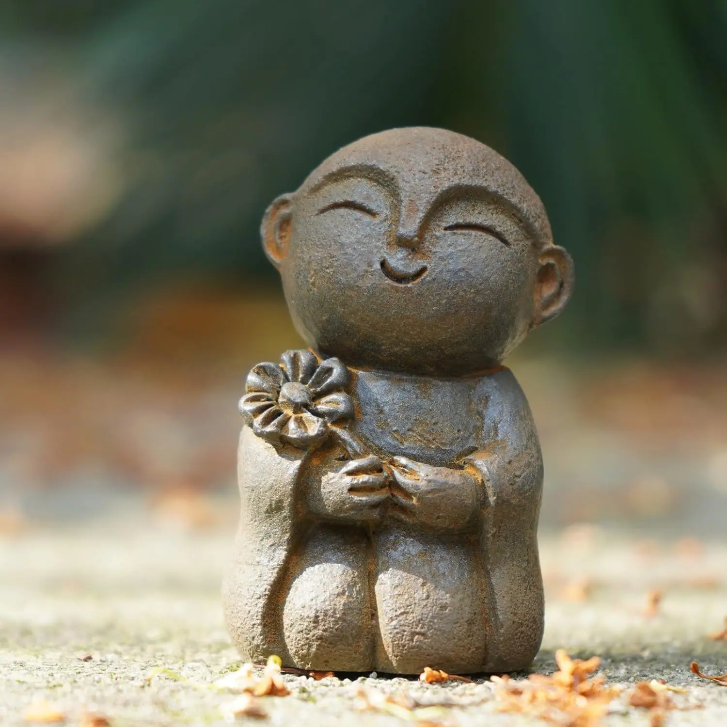 Jizo Monk Buddha Statue Figurine Aquarium Garden Decor | Tilt Smile BuddhaFlower IronSandstone, Memorial  Zen Garden Decor, Laughing Buddha Decor FlowerPot Planter Ornament