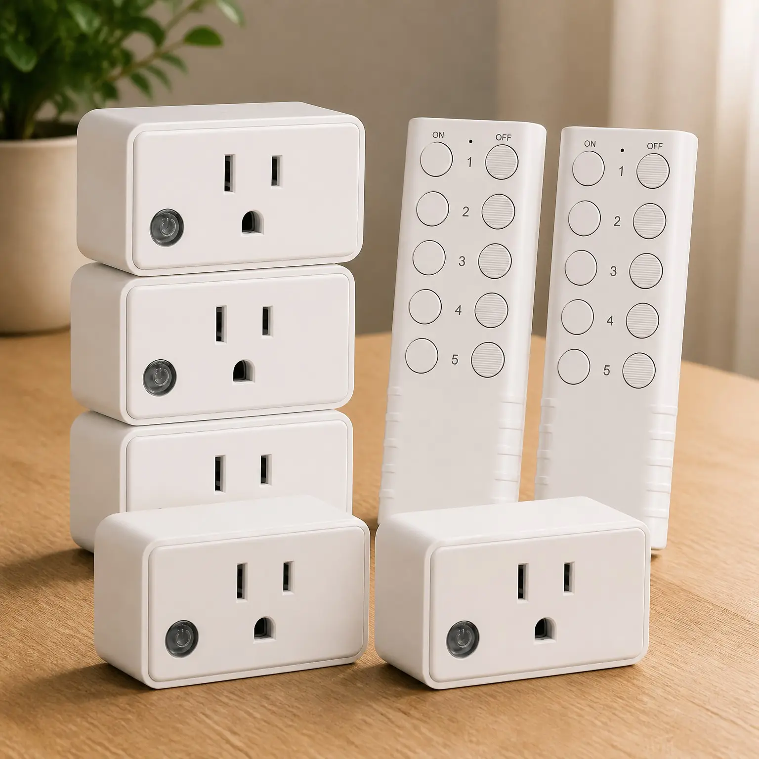 Remote Control Outlet, 200FT Long Range Wireless Light Switch, Mini Remote Outlet Plug, 15A/1875W High-Power for Lamps, Lights, Household Appliances, FCC & ETL Listed (5 Outlets + 2 Remotes)