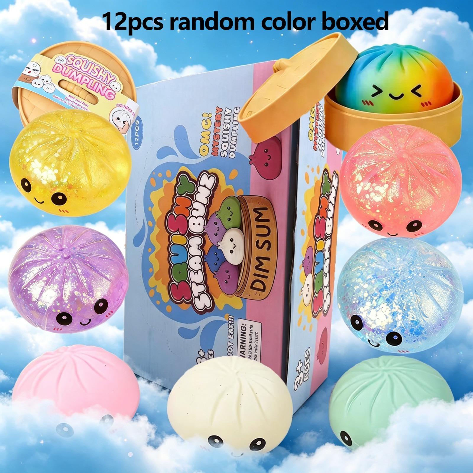 12pc Cute expression big bun Round decompression toy, relieves anxiety, dough decompression toy, soft TPR material, decompression artifact, unboxing surprise, holiday gift creativity, cute desktop accessories for office workers