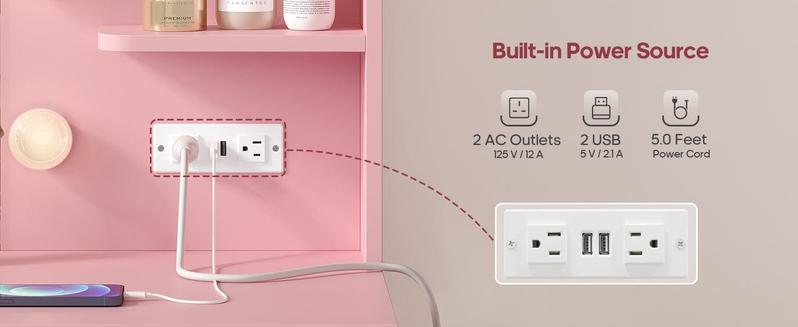 Sikaic Makeup Vanity with 11 Drawers and 6 Open Shelves Pink Modern Dressing Table with 3 Color Modes Lights, Power Strip and Storage high quality