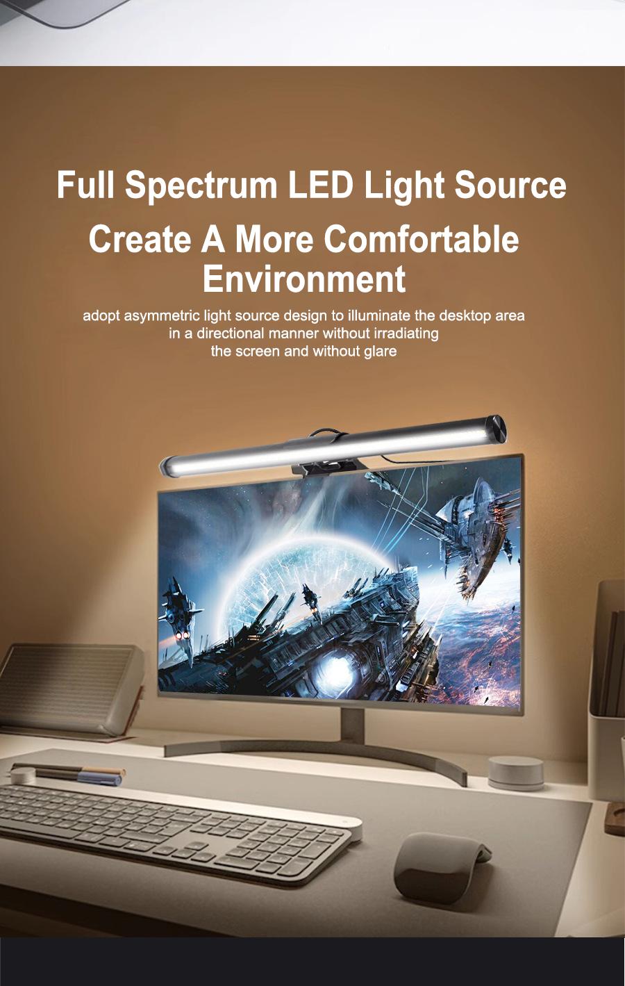 RGB Gaming Monitor Light Bar with Double Touch Control USB Powered Eye Caring Ambient Backlight for Computer Screen Gaming Setup and Desk Lighting Led Floor Lamp Decorative Atmosphere Lamp lights