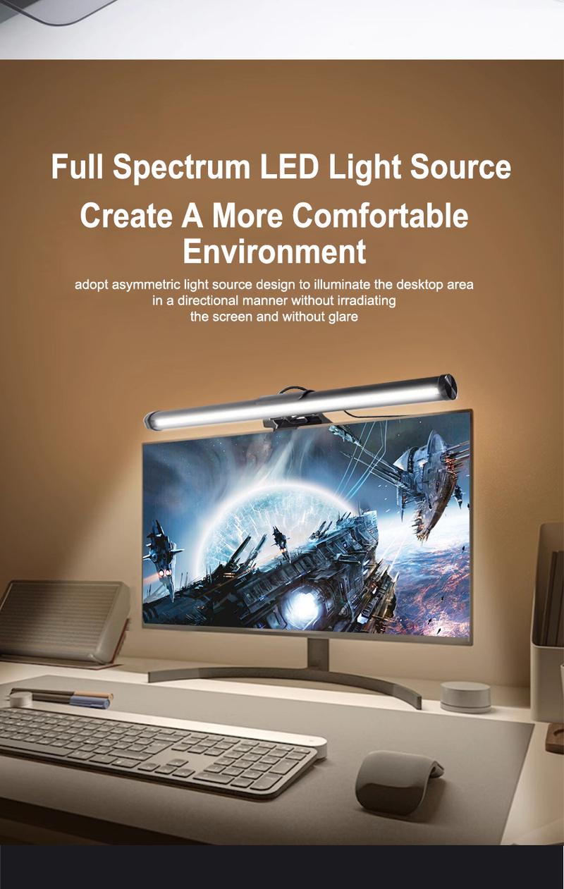 RGB Gaming Monitor Light Bar with Double Touch Control USB Powered Eye Caring Ambient Backlight for Computer Screen Gaming Setup and Desk Lighting Led Floor Lamp Decorative Atmosphere Lamp lights