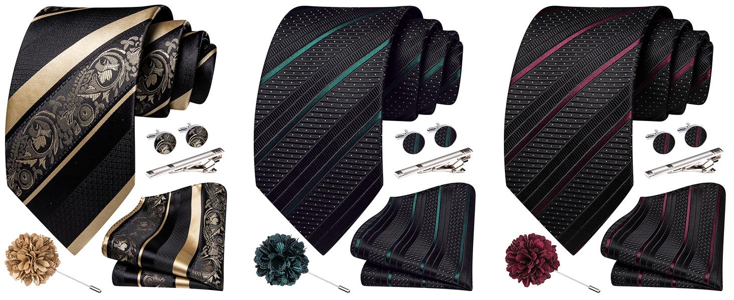 63 inches Extra Long Ties for Big and Tall Men Mens Necktie and Lapel Pin Clips Handkerchief Cufflinks Business