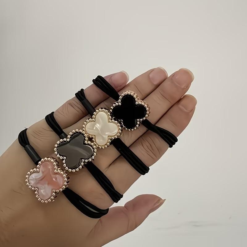 4pcs High-End Rubber Bands Hair Accessories, Korean Style Hair Ties, Non-Damaging Elastic Headbands, Women's Hair Decorations