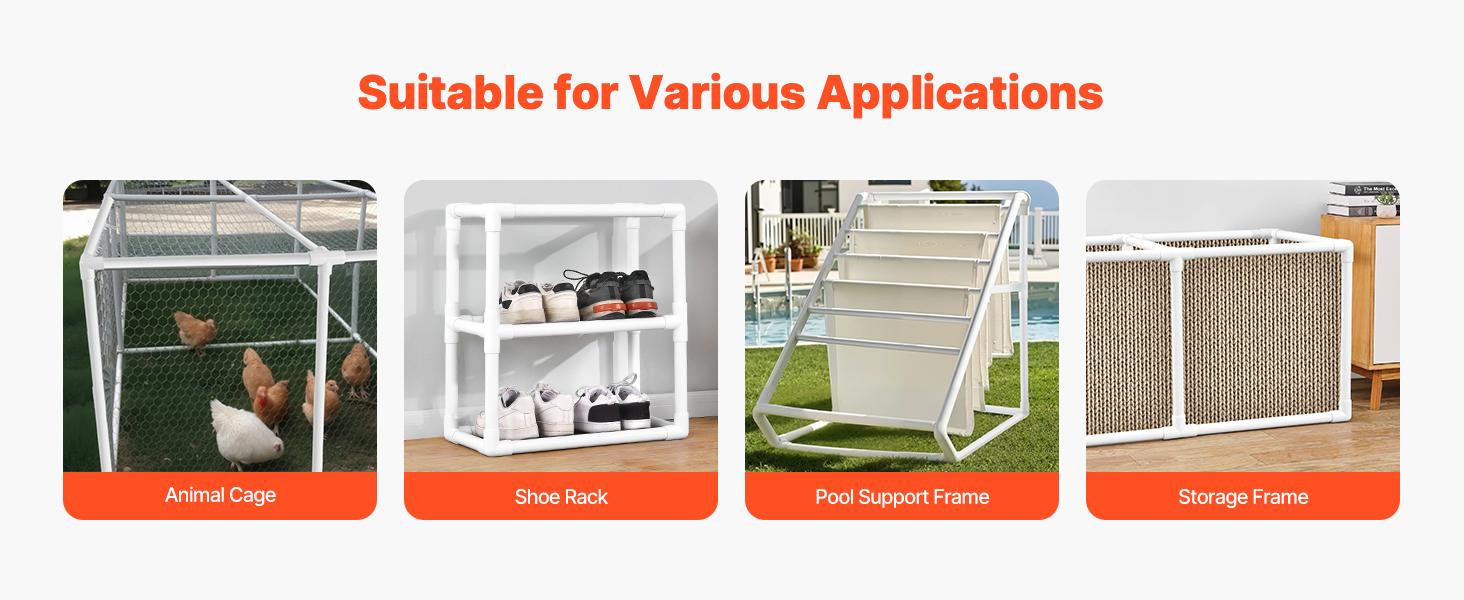 VEVOR 3-Way PVC Fittings, 1-inch PVC Pipe Joints Elbow Connector, 10-Pack Furniture Grade PVC Tee Fittings for DIY Storage Rack, Animal Cage, Pool or Garden Support Frame, Impact Weather-Resistant