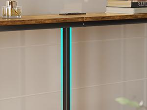 SUPERJARE Console Table with Outlet, 63 Inch Sofa Table with Charging Station, Narrow Entryway Table, Skinny Hallway Table, Behind Couch Table, for Living Room, Plants