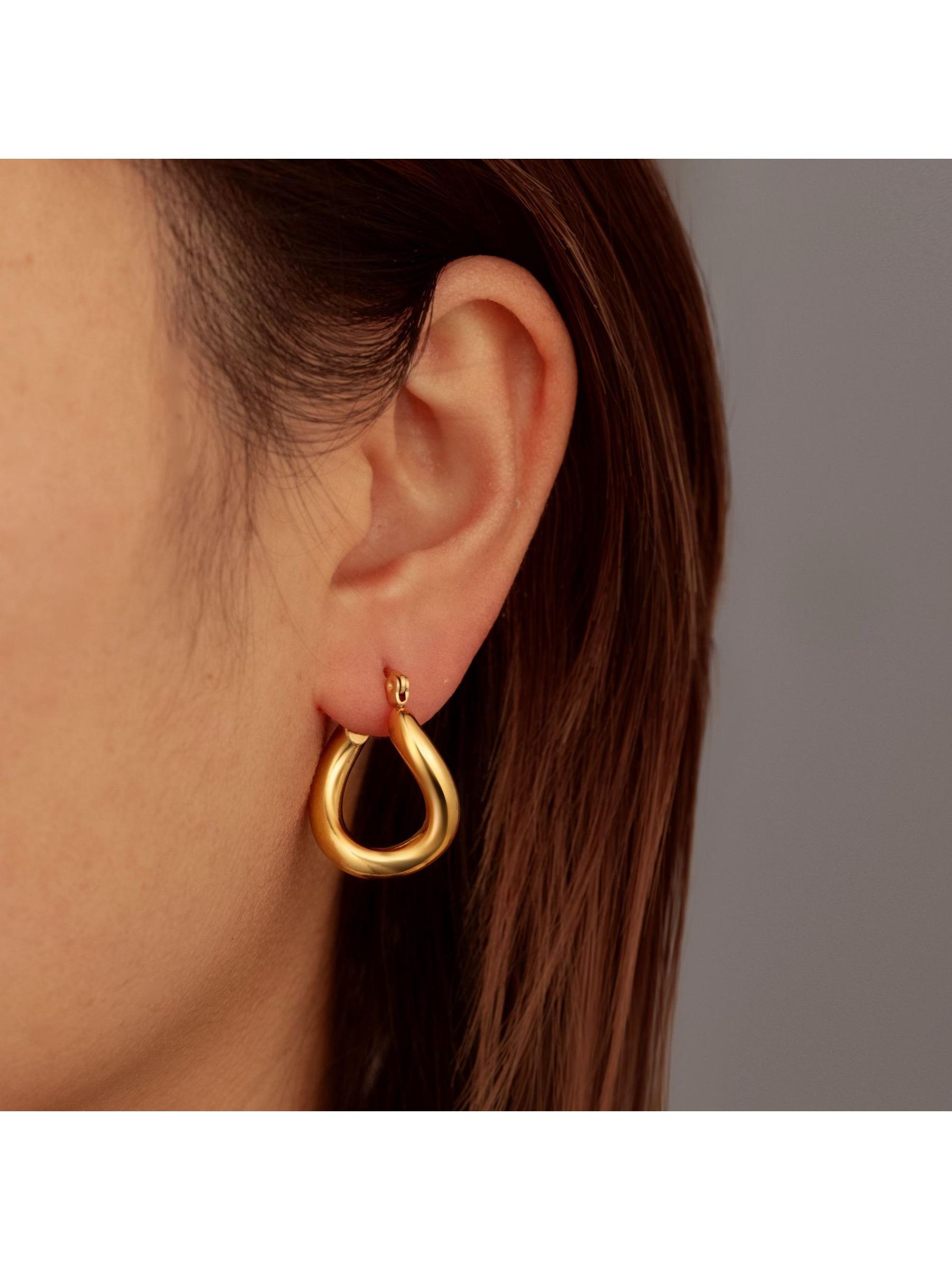 European and American fashion trend stainless steel earrings for women, plated with light luxury and high-end texture, irregular geometric earrings