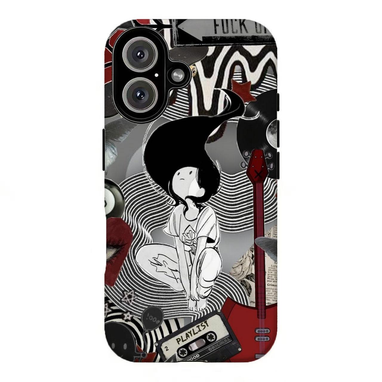 FL-Adventur3 Time Marceline Aesthetic Guitar Phone Case,Retro Cartoon Protective Cover For iPhone 11 12 13 14 15 16 17 Air Pro Max for Samsung S26 S25 S24 S23 S22 S21 Case,Gift for her/him/fans