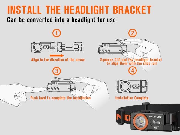 TikTokShopNewYearDeals NICRON D10 Rechargeable LED Headlamp - 500 Lumens, RGB 5 Color Modes, IP54 Waterproof, 360° Rotatable, with Clip & Magnetic Base - Perfect for Hunting, Fishing, Hiking, Camping, Running & Outdoor Adventures High Performance Flashlig