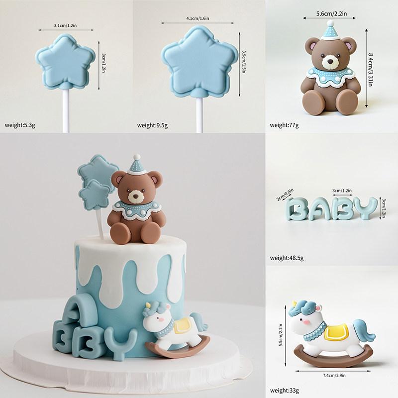 Cute Baby Birthday Hat, Blue Cartoon Design, Gender Reveal Cake Decoration, Horse Castle Insert, Baby Shower Accessory