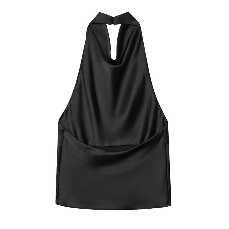Summer Women's Camisole Sleeveless Vest Backless Top Black Pink White Brown Orange Pink Streetwear Elegant Women's Top Casual Brown Sexy Streetwear Tops
