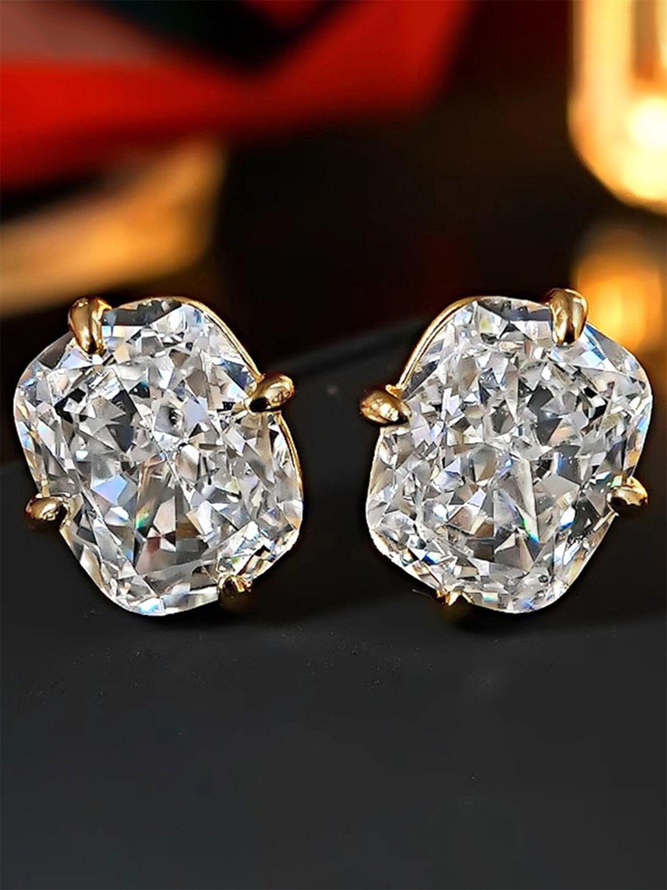 1 Pair Romantic Cubic Zirconia Stud Earrings For Women For Party Engagement Anniversary Jewelry Valentine's Day Gift Solitaire Earrings