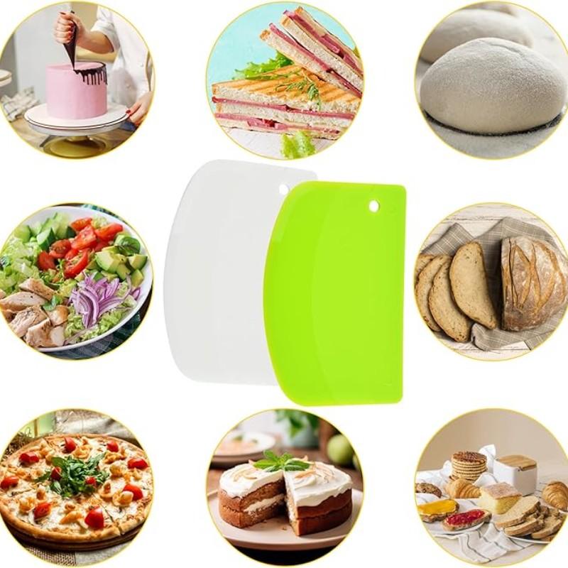 5 Piece Dough Scraper Set, Plastic Bench Scraper, Bowl Spatula, Kitchen Pastry Cutting Tool, Baking Tools, Suitable for Bread Dough, Pastries, Pizza, Baking Cakes