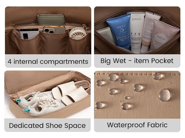 LOVEVOOK Travel Duffle Bag for Women, 3Pcs Puffer Large Weekender Overnight Bag with Shoe Compartment, Water Resistant Gym Duffel Bag, Carry on Bag for Hospital Delivery with Toiletry Organizer TikTokShopStockUp