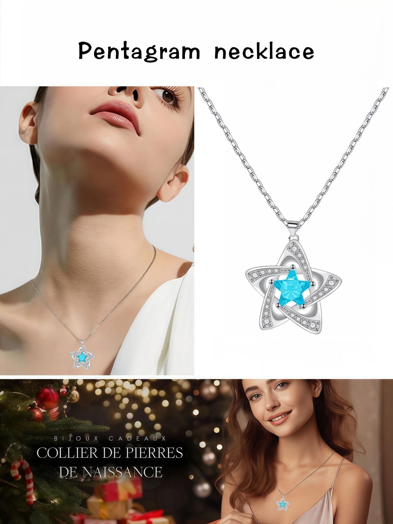 "Blue Diamond Stardust" — Elegant blue pentagram sapphire necklace with preserved rose & eco-friendly moss teddy bear gift box. A perfect mysterious gift for festivals, dates, birthdays for wives or daughters, and Valentine's Day.