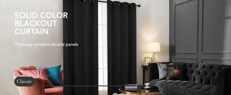 2 Panels Solid Blackout Curtains (85%-95% Light Blocking, Grommet Top, 52"W) – Thermal Insulated & Soundproof Drapes for Living Room, Bedroom & Home Office