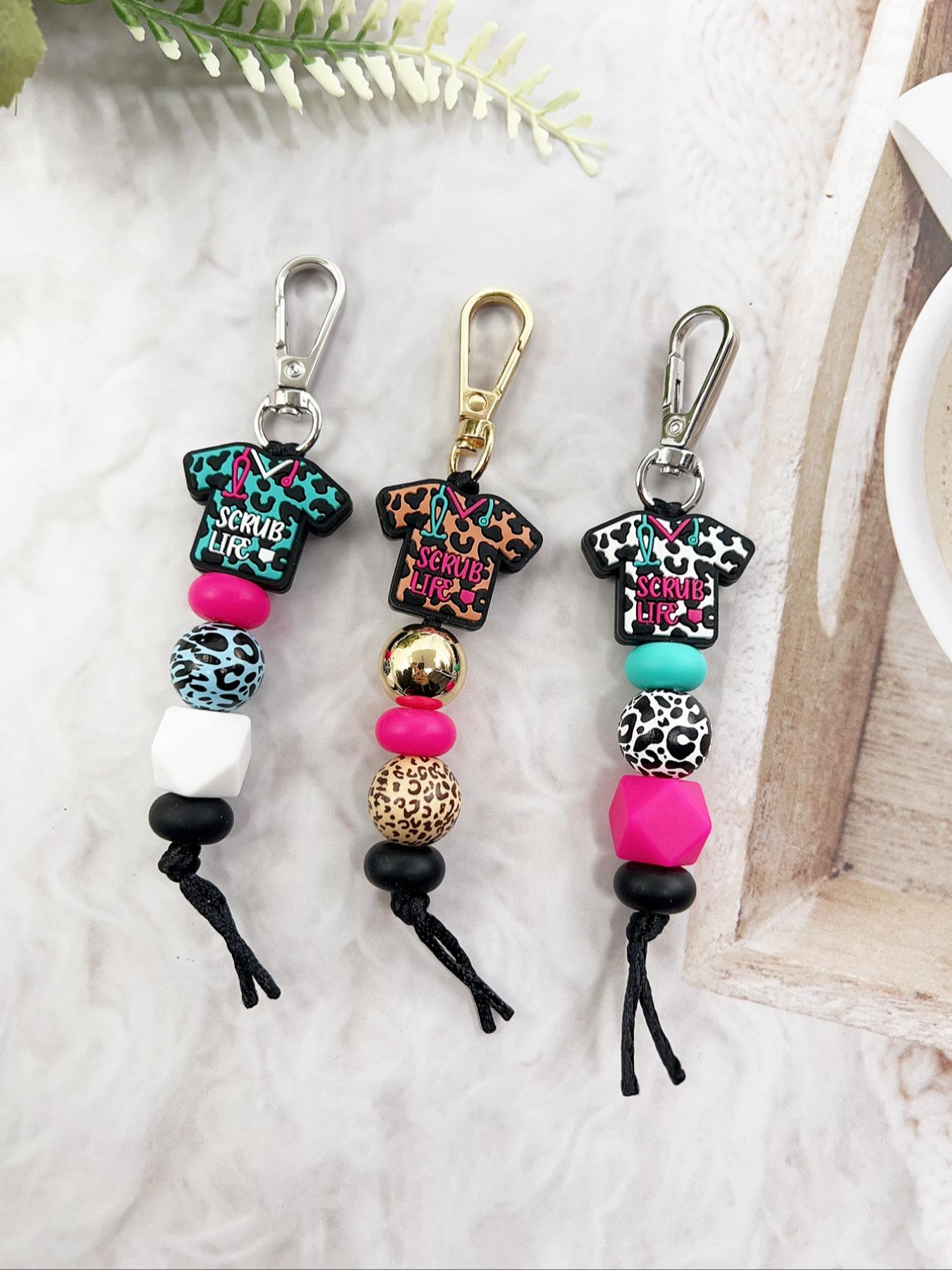 Cute Beaded Design Keychain, Novelty Keychain for Women & Men, Stylish Keychain, Fashion Accessories for Daily Bag, Key Decor, Thoughtful Gifts for Healthcare Workers, Handmade Keychain