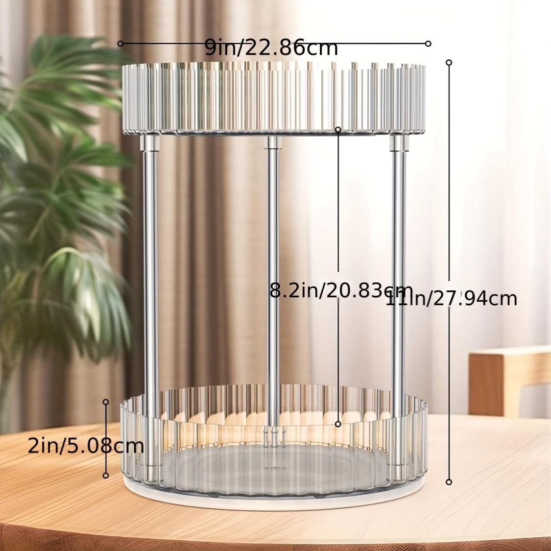 Luxury Transparent 360° Rotating Makeup Organizer Rack, Multi-Functional Dressing Table Skincare Storage Box, Elegant Cosmetic Holder