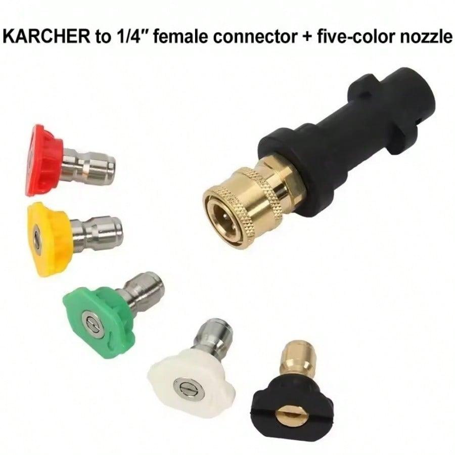 Fits Karcher K2-K7 Pressure Washer Adapter Set with 5 Color Nozzles & Foam Cannon - Quick Connect Kit