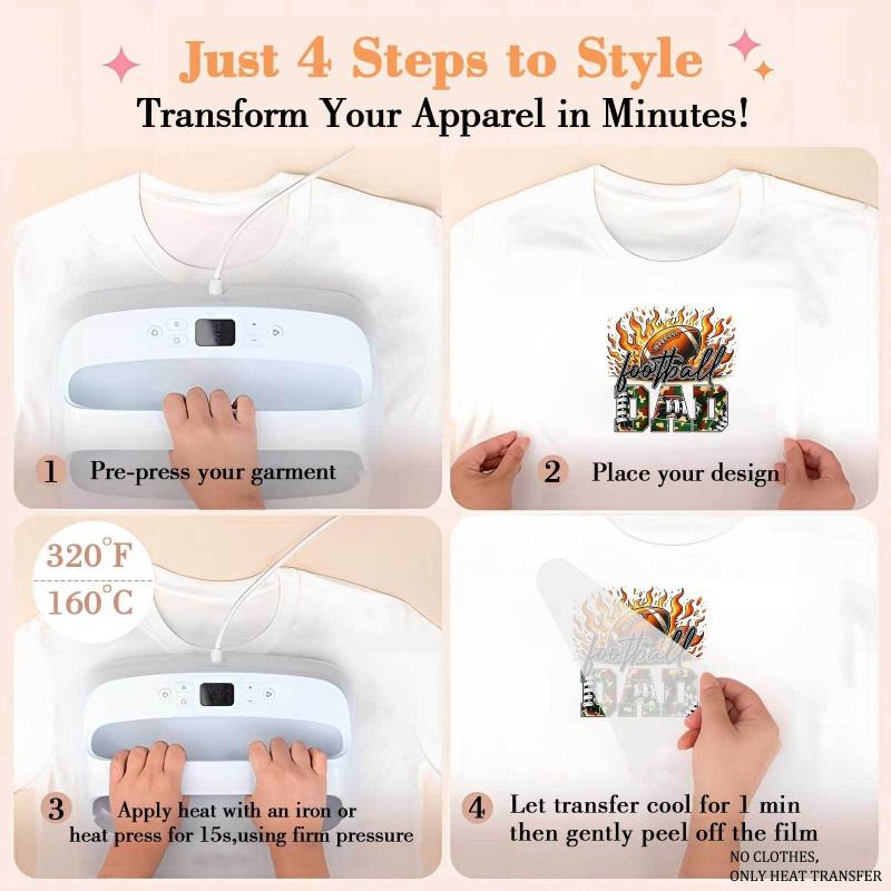 12 Pieces Gold Foil DTF Transfer Heat Press Transfers for T Shirts Hoodies Jeans Backpacks Pillows Washable Plastic Heat Transfer Vinyl for Men Women